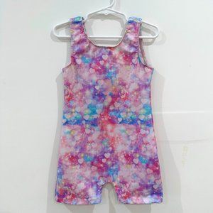 Domusgo Girls Gymnastics Leotard Unitard Size 4T Pink Purple Sparkly One-Piece